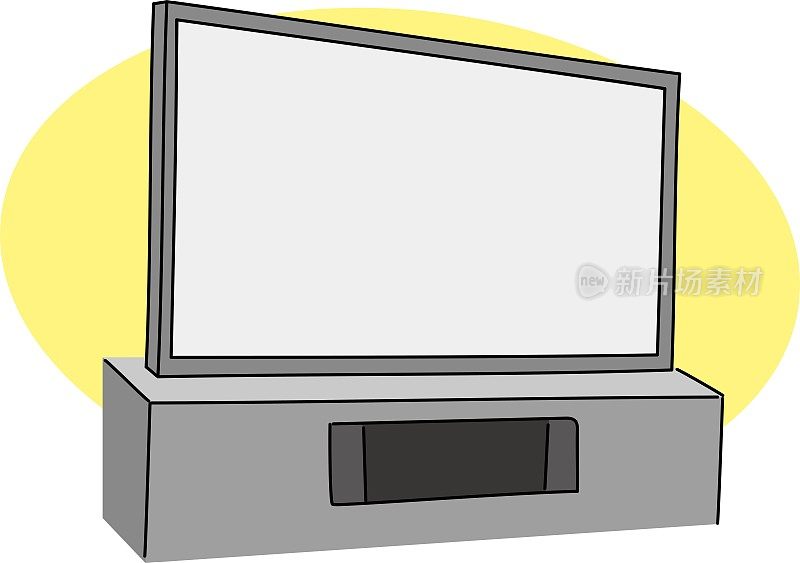 一个简单的大电视的插图，LCD屏幕/插图材料(矢量插图)